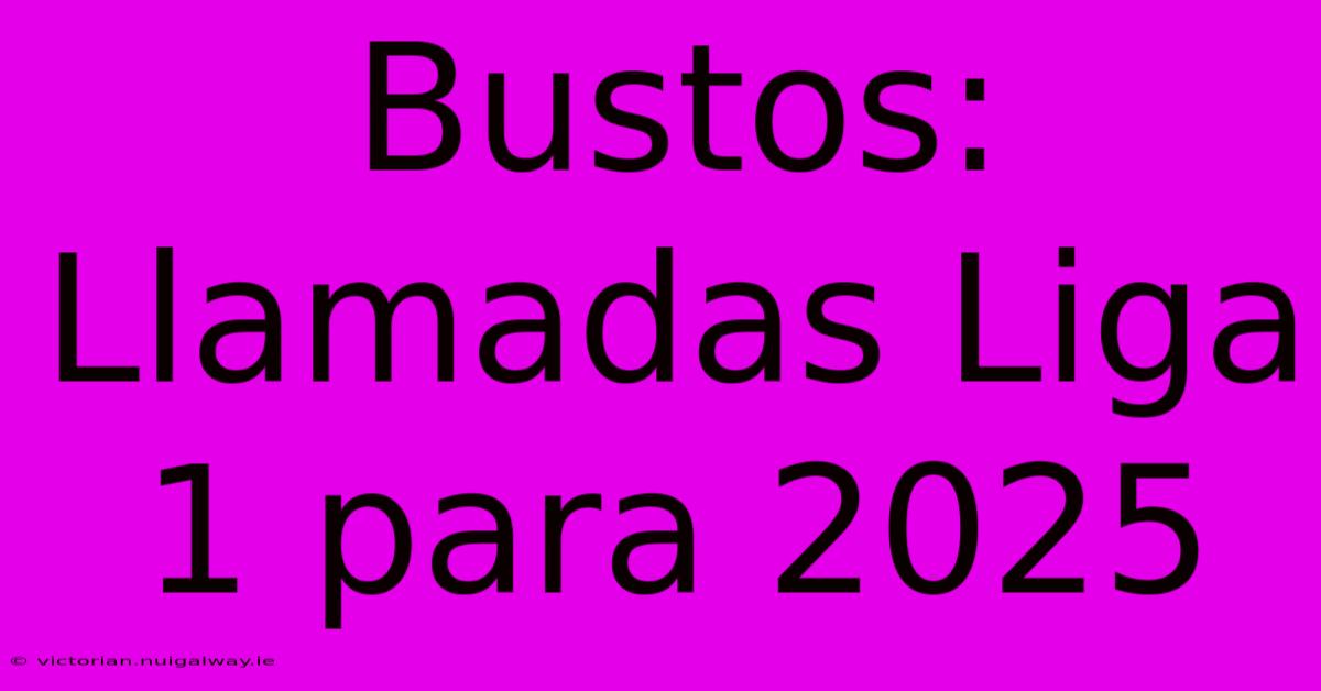 Bustos: Llamadas Liga 1 Para 2025