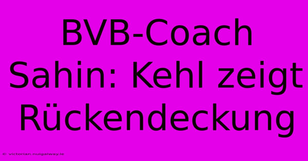 BVB-Coach Sahin: Kehl Zeigt Rückendeckung