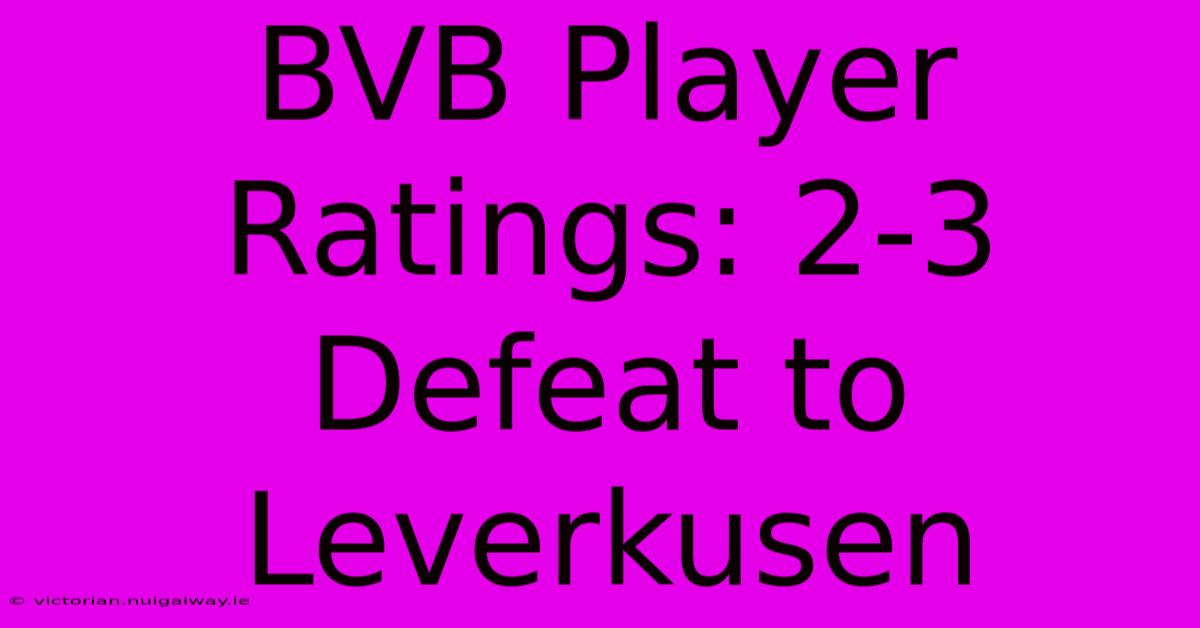 BVB Player Ratings: 2-3 Defeat To Leverkusen