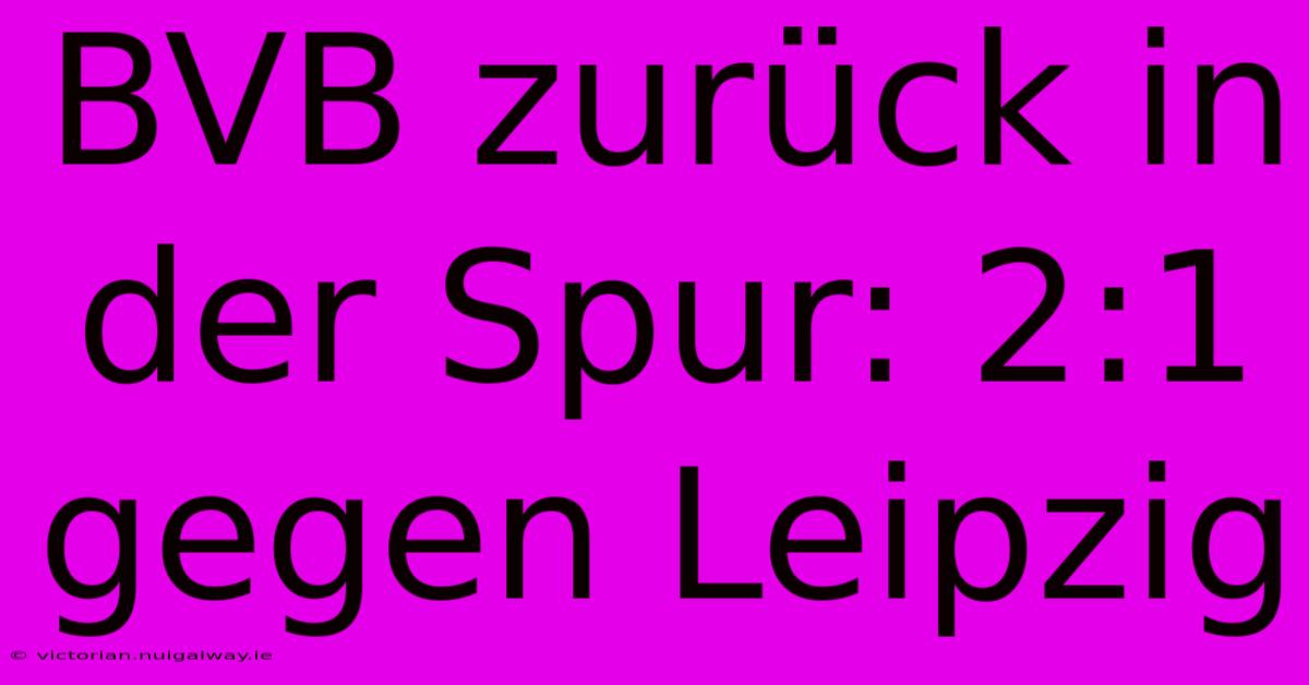 BVB Zurück In Der Spur: 2:1 Gegen Leipzig