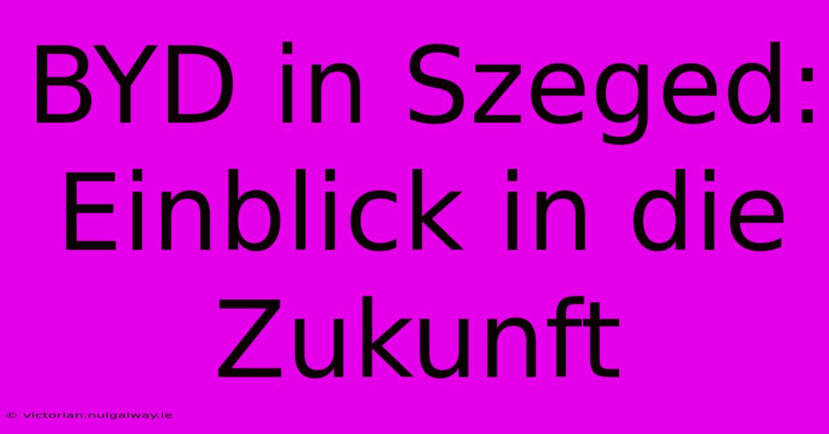 BYD In Szeged: Einblick In Die Zukunft