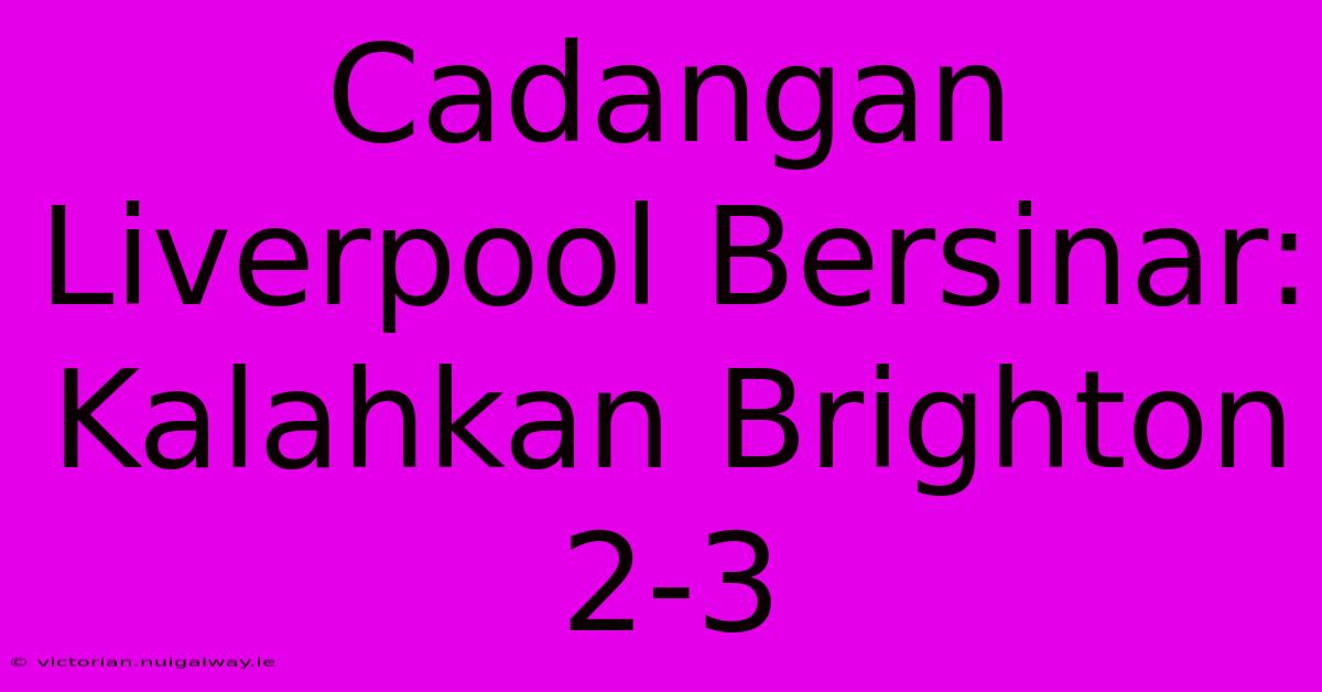 Cadangan Liverpool Bersinar: Kalahkan Brighton 2-3 