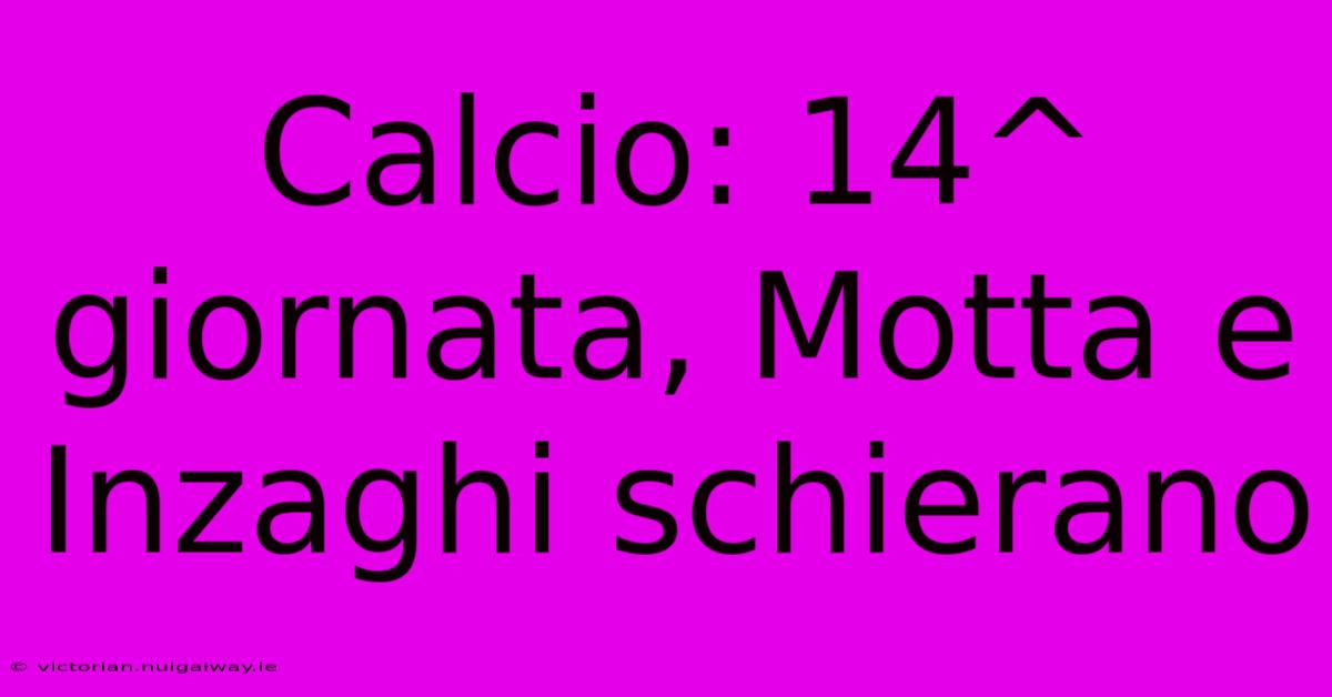 Calcio: 14^ Giornata, Motta E Inzaghi Schierano