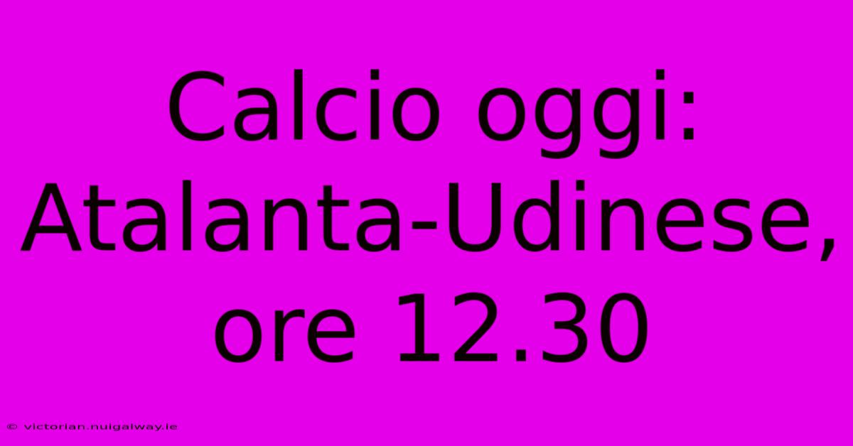 Calcio Oggi: Atalanta-Udinese, Ore 12.30