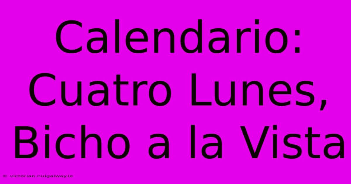 Calendario: Cuatro Lunes, Bicho A La Vista