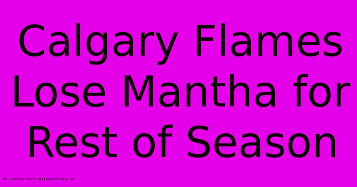 Calgary Flames Lose Mantha For Rest Of Season