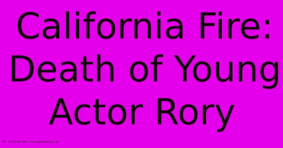 California Fire: Death Of Young Actor Rory