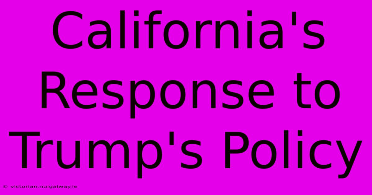 California's Response To Trump's Policy