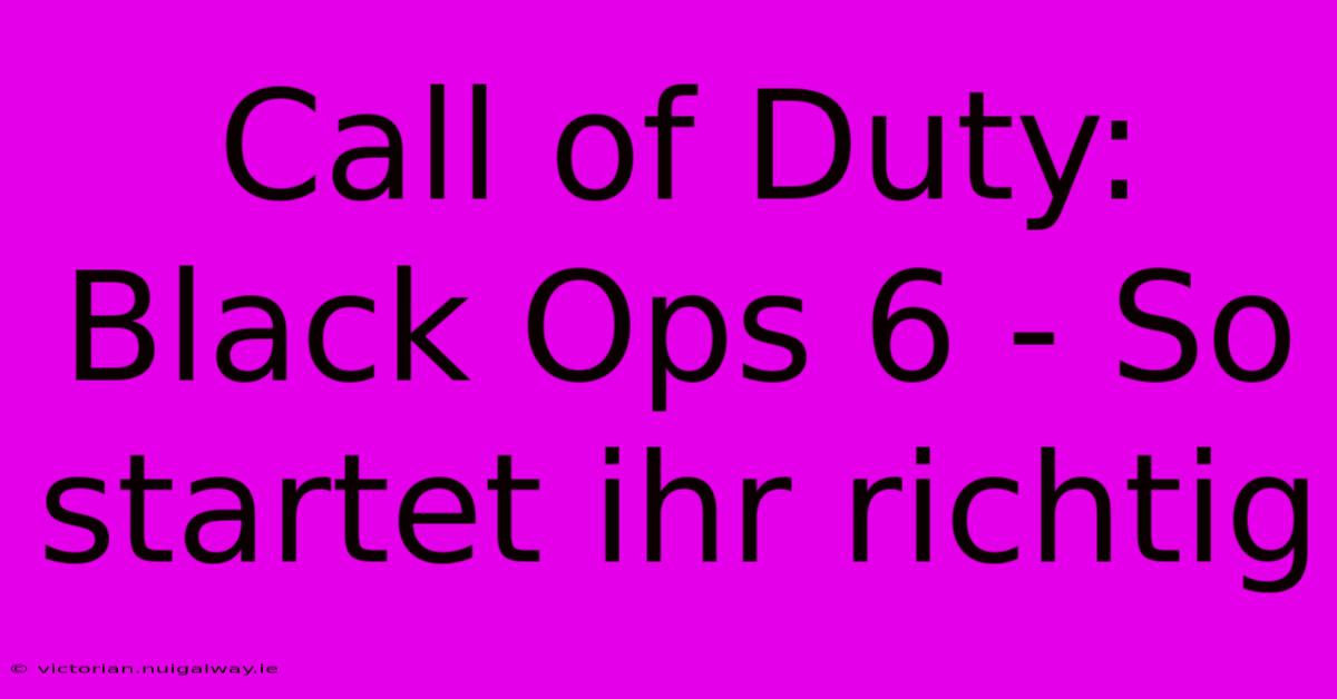 Call Of Duty: Black Ops 6 - So Startet Ihr Richtig 