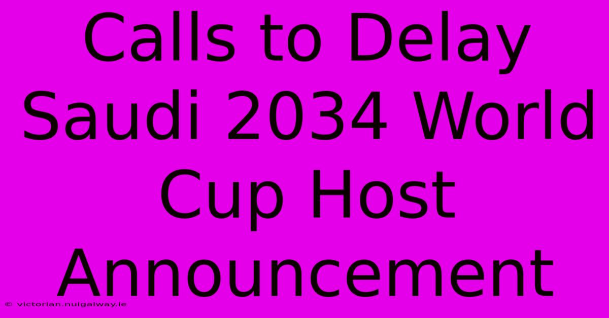 Calls To Delay Saudi 2034 World Cup Host Announcement