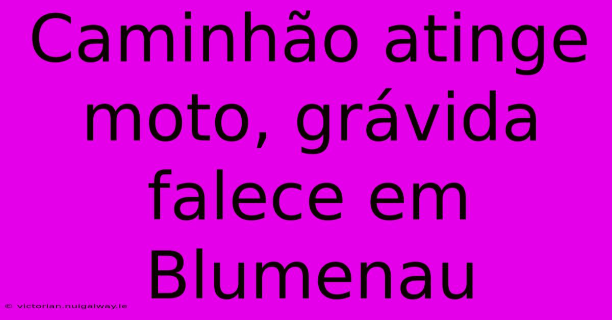 Caminhão Atinge Moto, Grávida Falece Em Blumenau