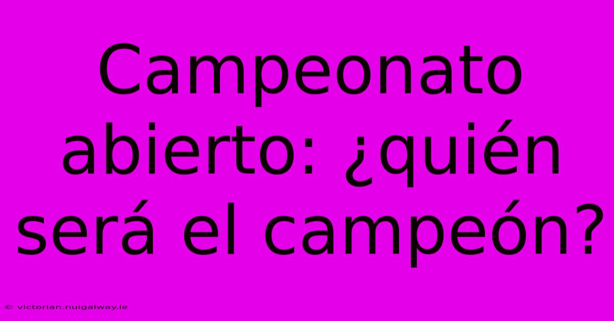 Campeonato Abierto: ¿quién Será El Campeón? 