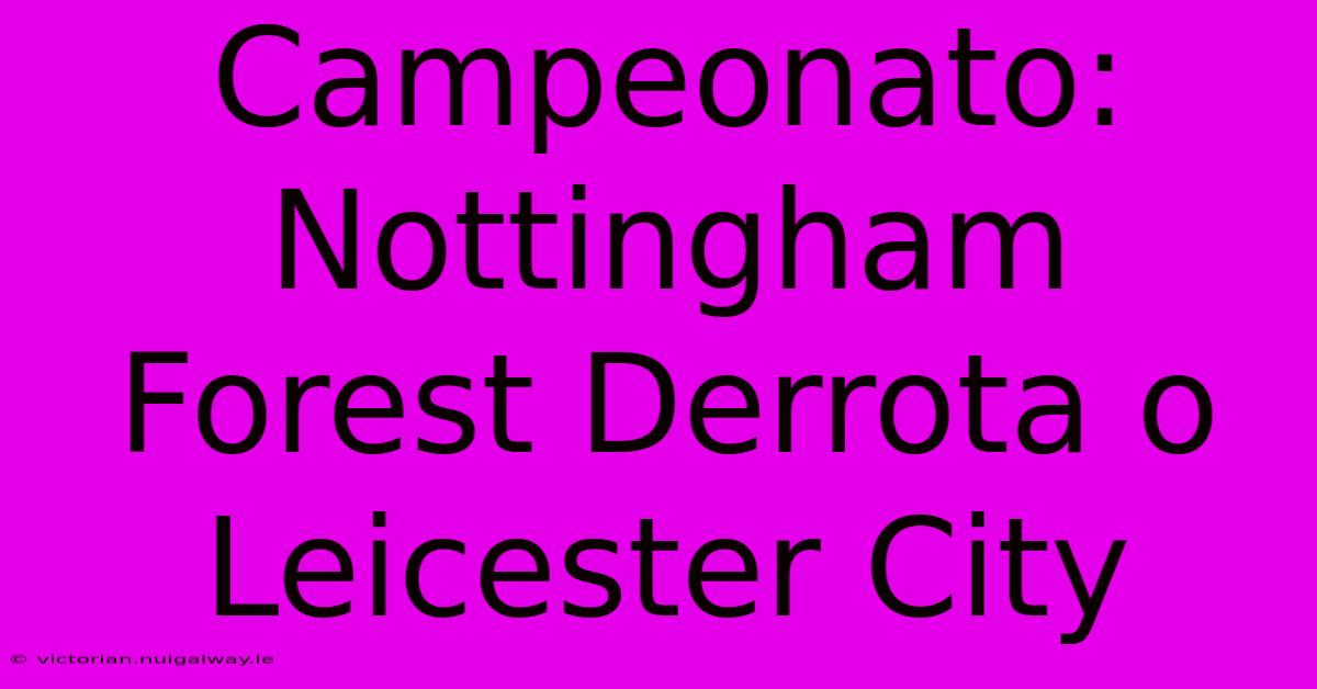 Campeonato: Nottingham Forest Derrota O Leicester City 