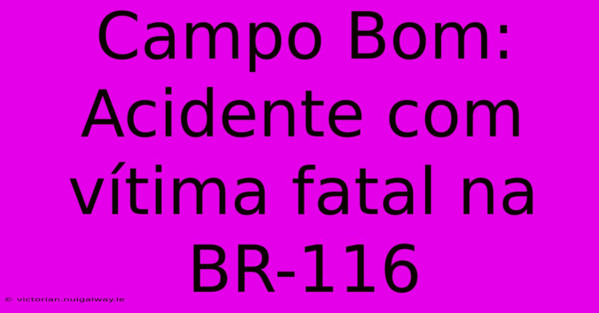 Campo Bom: Acidente Com Vítima Fatal Na BR-116