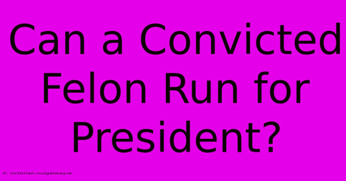 Can A Convicted Felon Run For President? 