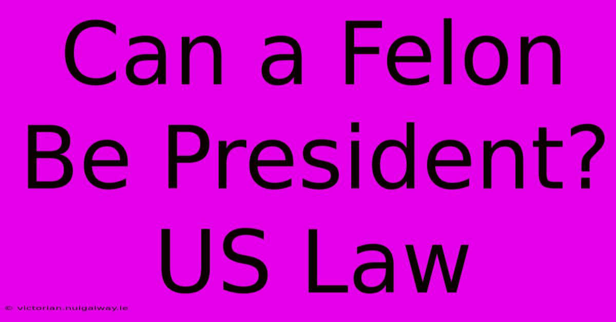 Can A Felon Be President? US Law