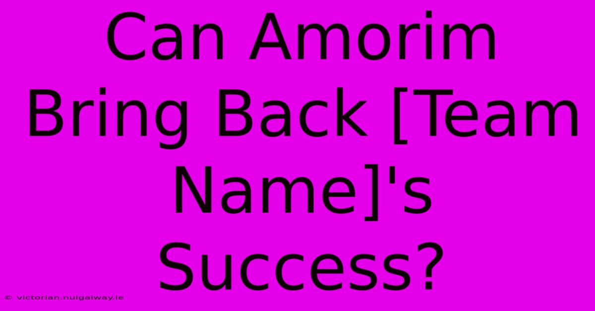 Can Amorim Bring Back [Team Name]'s Success?