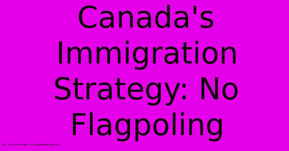 Canada's Immigration Strategy: No Flagpoling