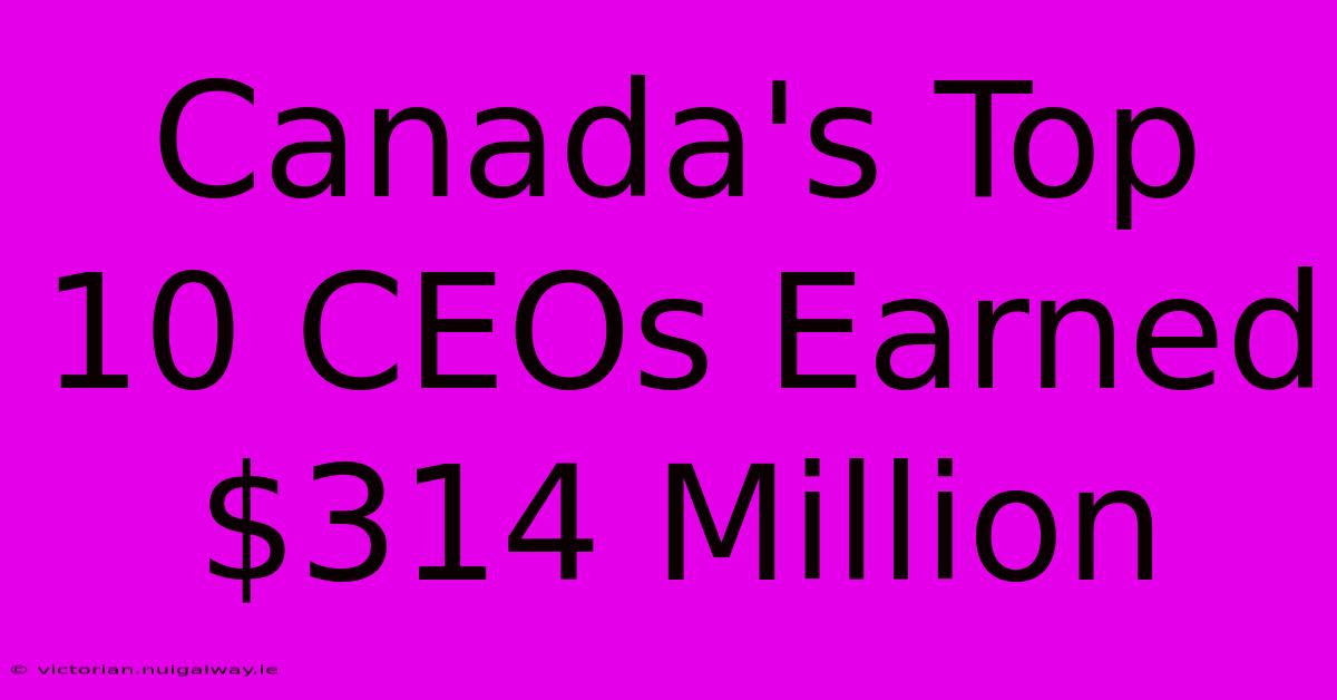 Canada's Top 10 CEOs Earned $314 Million