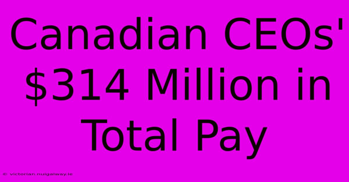 Canadian CEOs' $314 Million In Total Pay