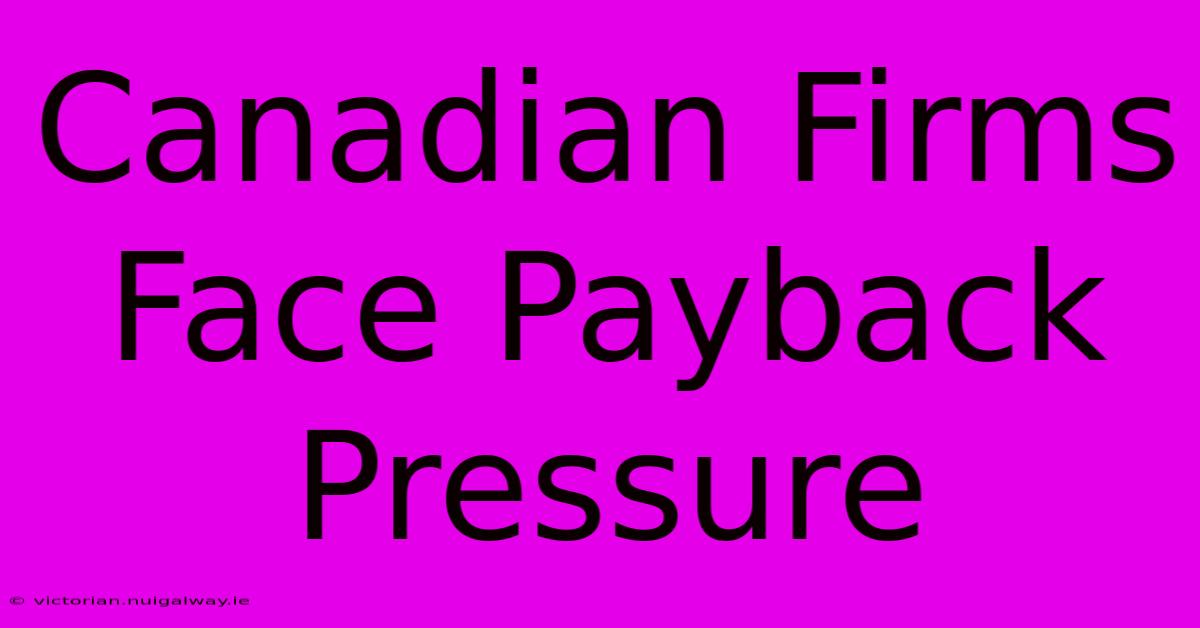 Canadian Firms Face Payback Pressure