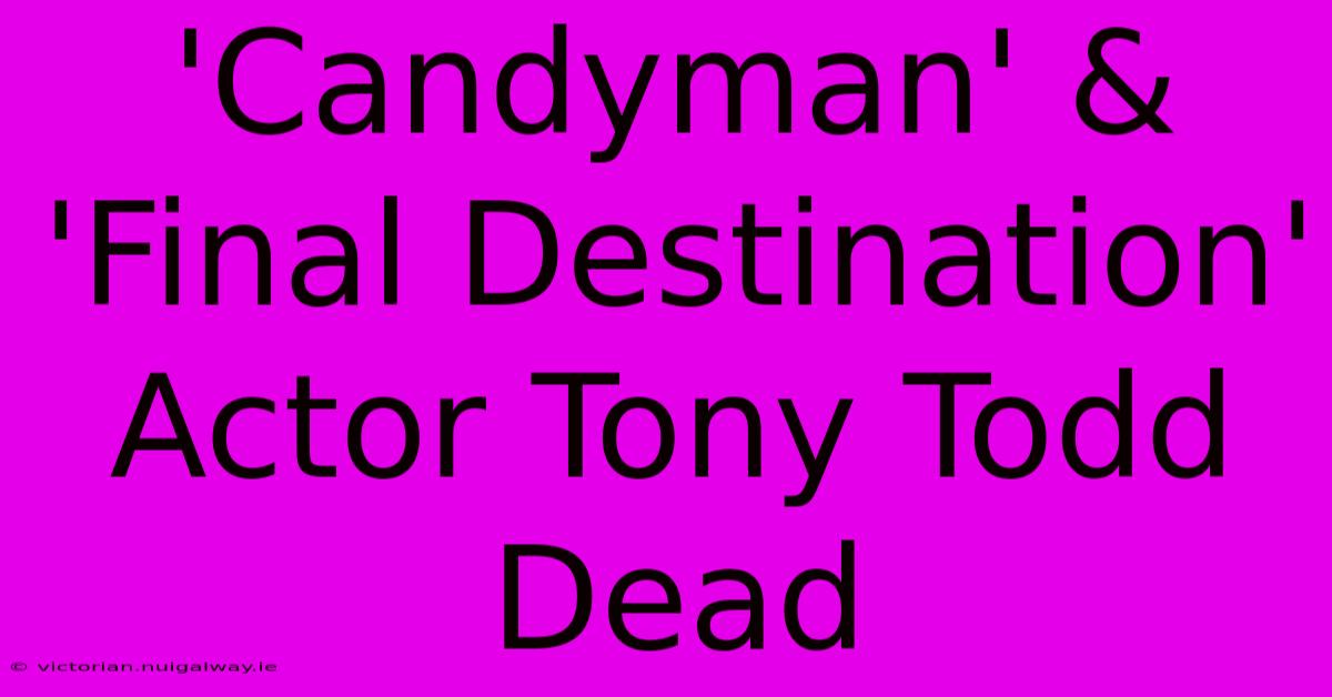 'Candyman' & 'Final Destination' Actor Tony Todd Dead 