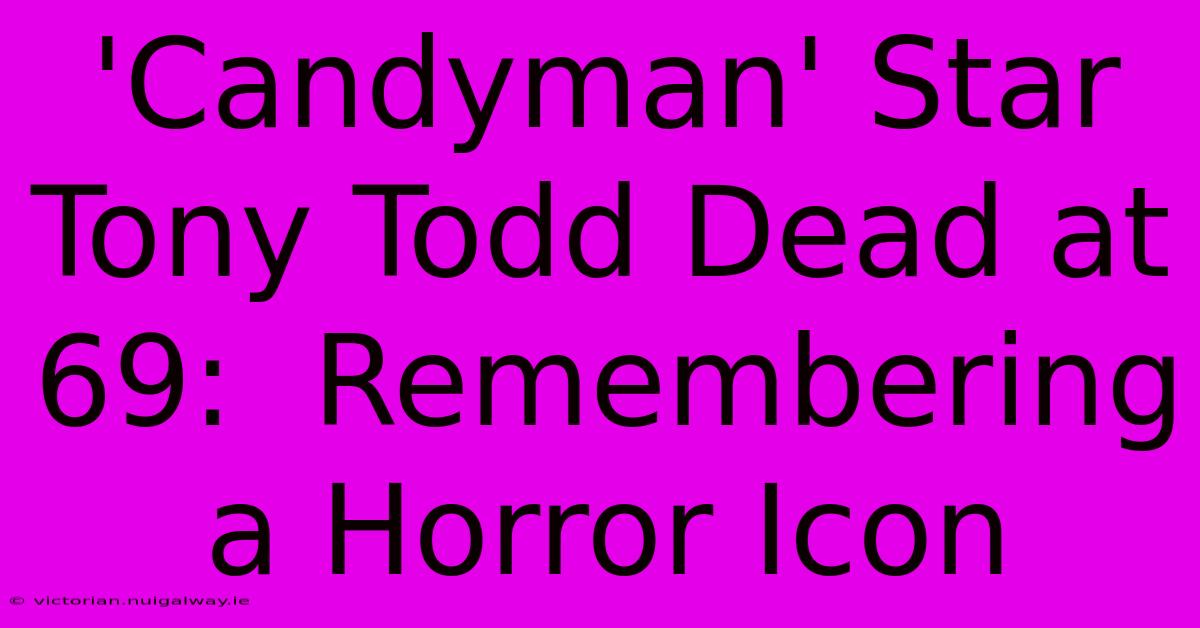 'Candyman' Star Tony Todd Dead At 69:  Remembering A Horror Icon 