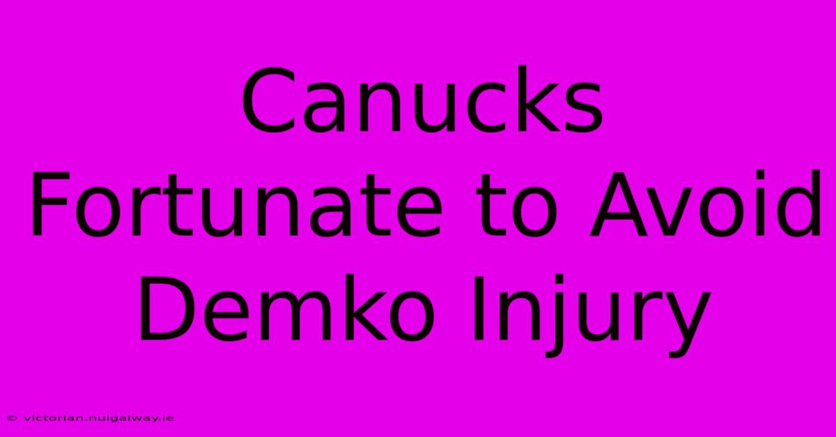 Canucks Fortunate To Avoid Demko Injury