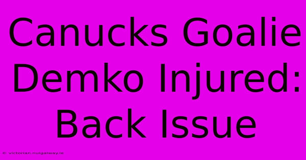 Canucks Goalie Demko Injured: Back Issue