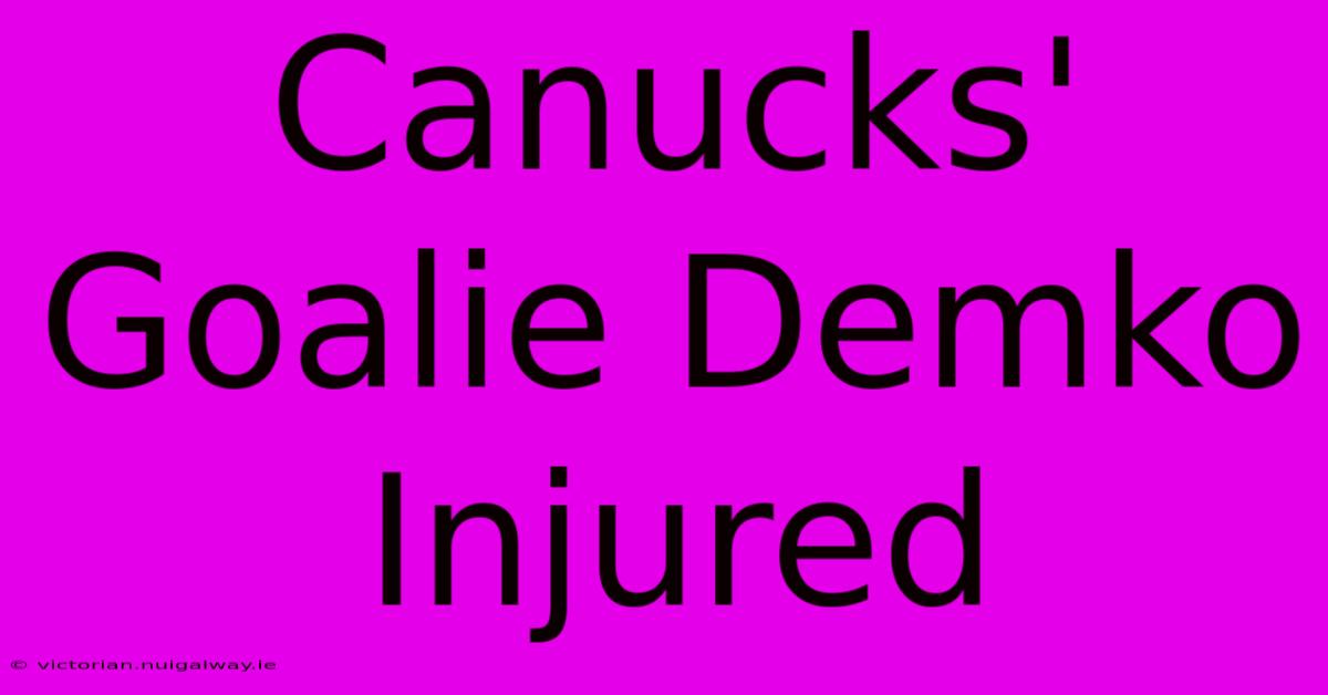 Canucks' Goalie Demko Injured