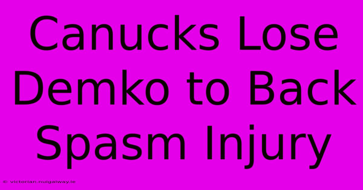 Canucks Lose Demko To Back Spasm Injury