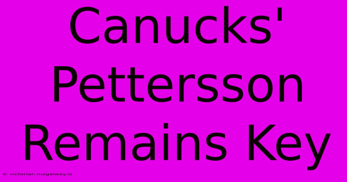 Canucks' Pettersson Remains Key