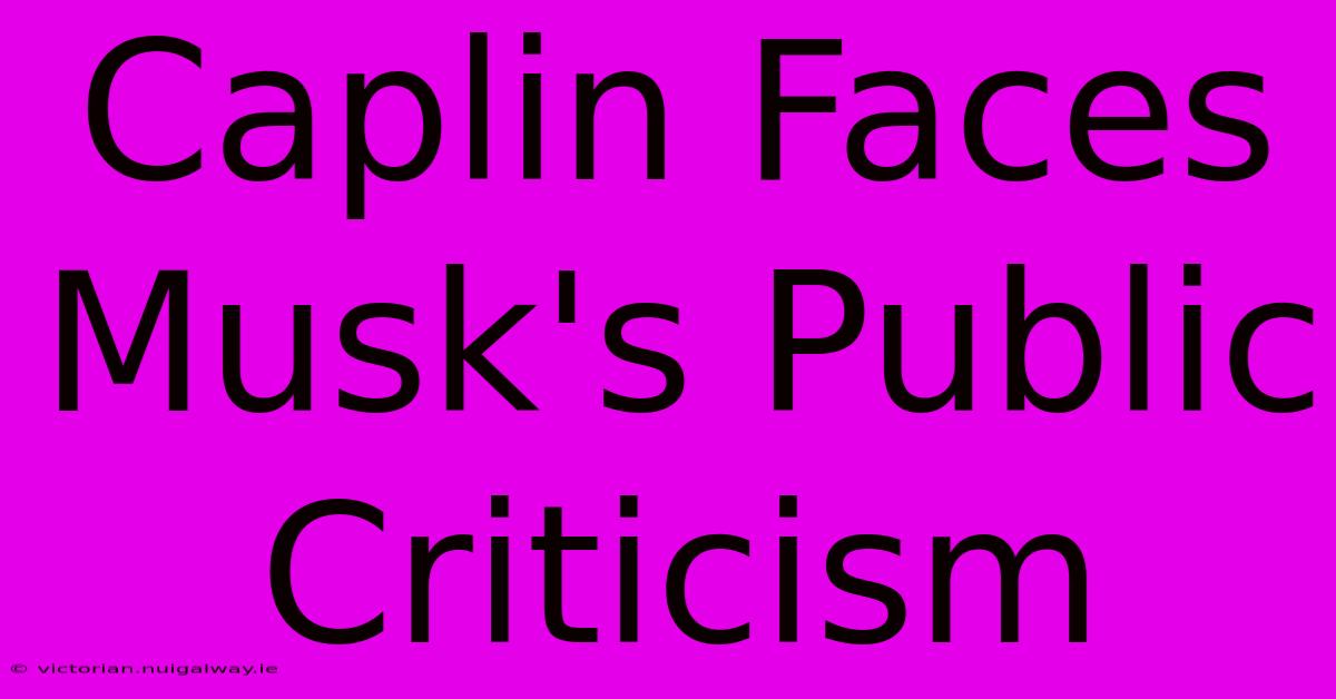 Caplin Faces Musk's Public Criticism