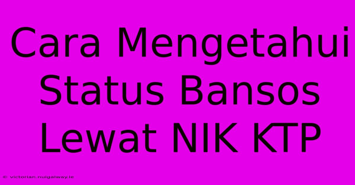 Cara Mengetahui Status Bansos Lewat NIK KTP 