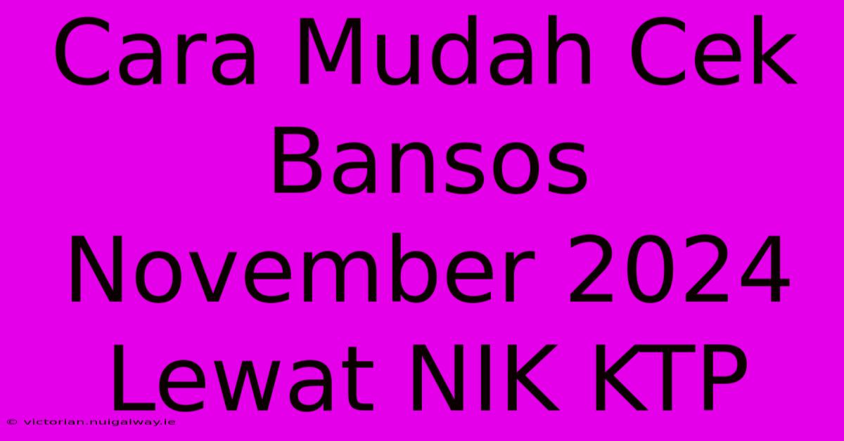 Cara Mudah Cek Bansos November 2024 Lewat NIK KTP