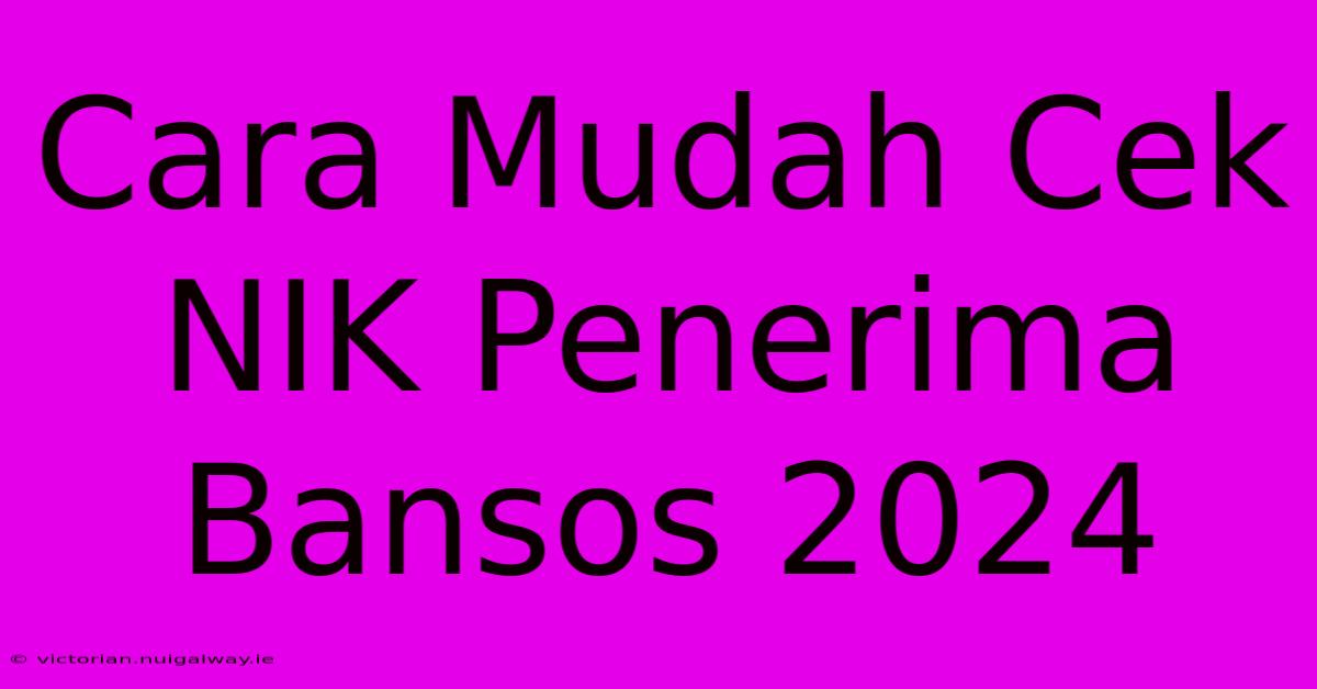 Cara Mudah Cek NIK Penerima Bansos 2024