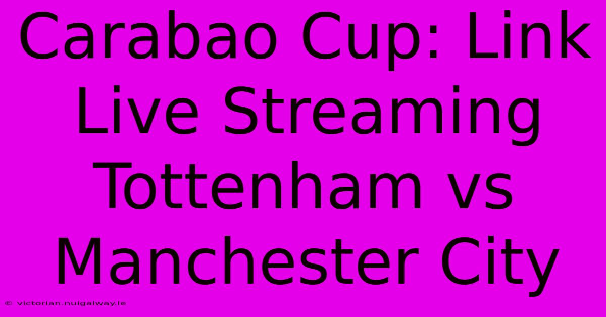 Carabao Cup: Link Live Streaming Tottenham Vs Manchester City 