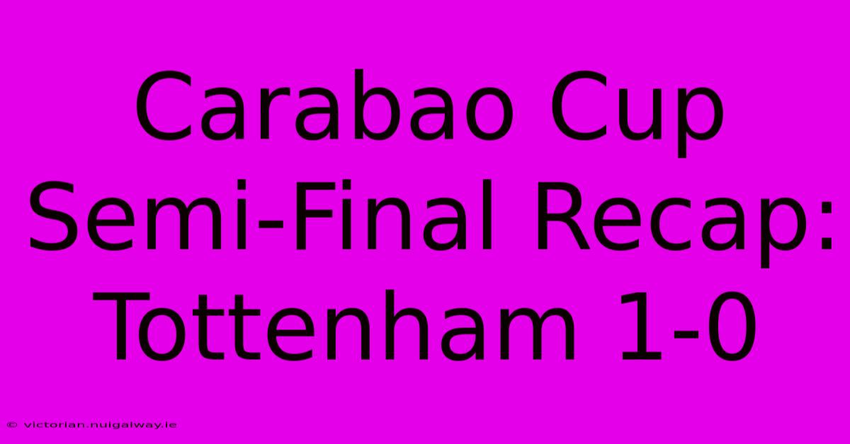 Carabao Cup Semi-Final Recap: Tottenham 1-0