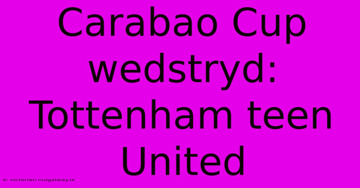 Carabao Cup Wedstryd: Tottenham Teen United