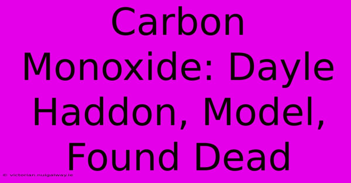 Carbon Monoxide: Dayle Haddon, Model, Found Dead