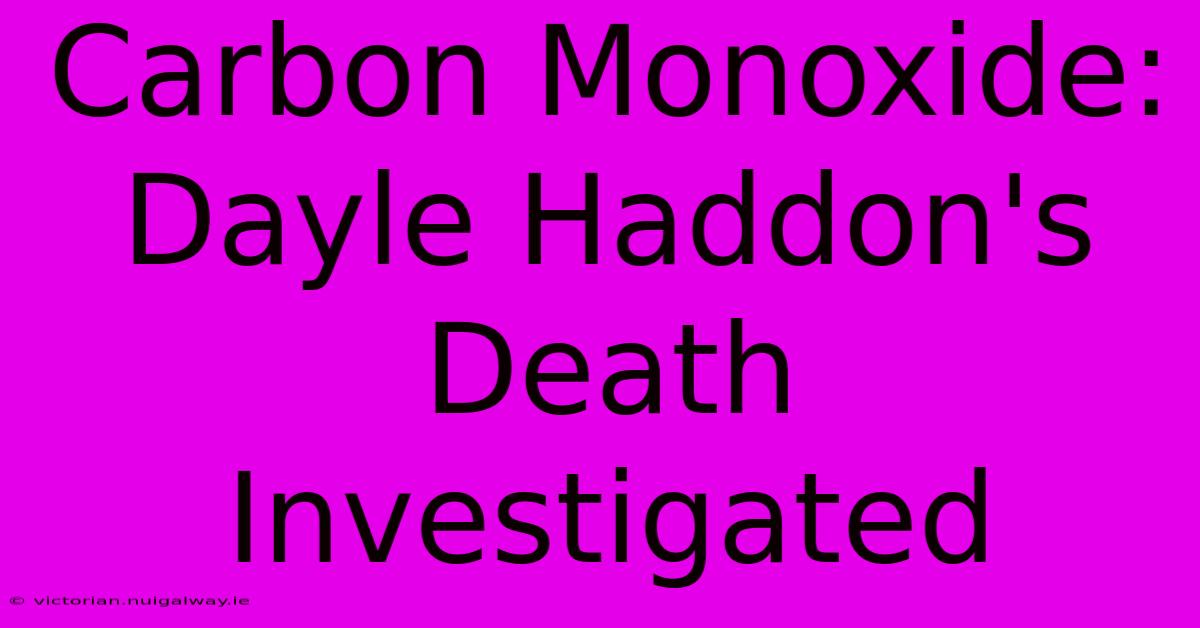 Carbon Monoxide: Dayle Haddon's Death Investigated