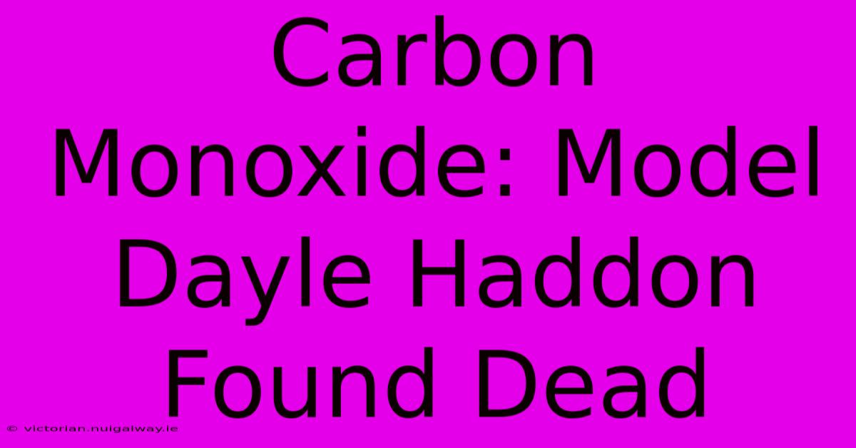 Carbon Monoxide: Model Dayle Haddon Found Dead