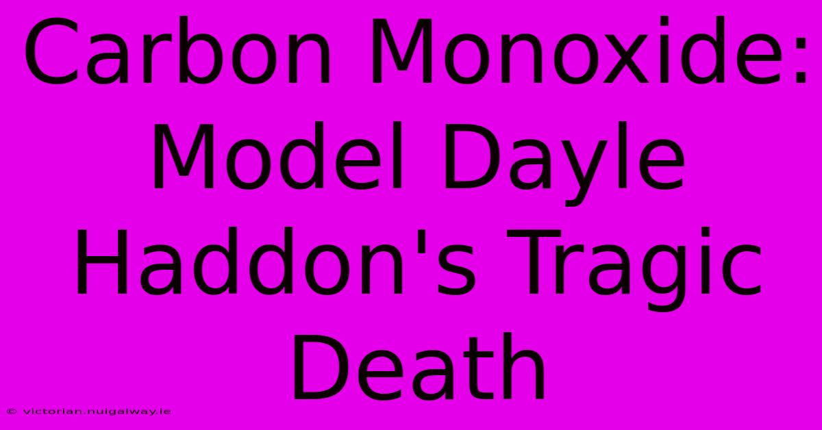 Carbon Monoxide: Model Dayle Haddon's Tragic Death