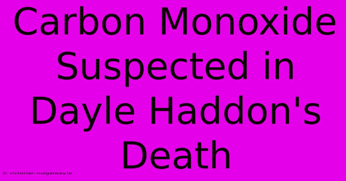 Carbon Monoxide Suspected In Dayle Haddon's Death