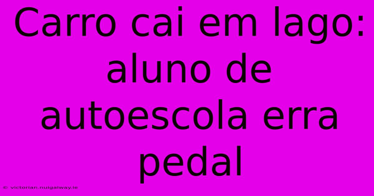 Carro Cai Em Lago: Aluno De Autoescola Erra Pedal
