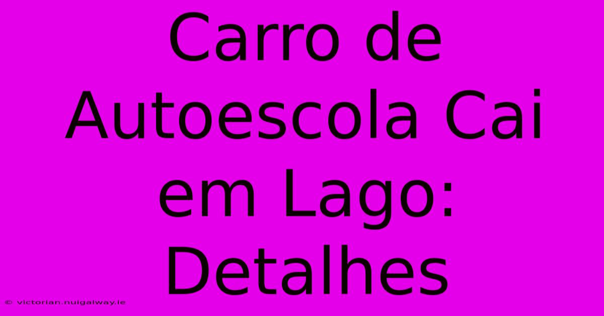 Carro De Autoescola Cai Em Lago: Detalhes