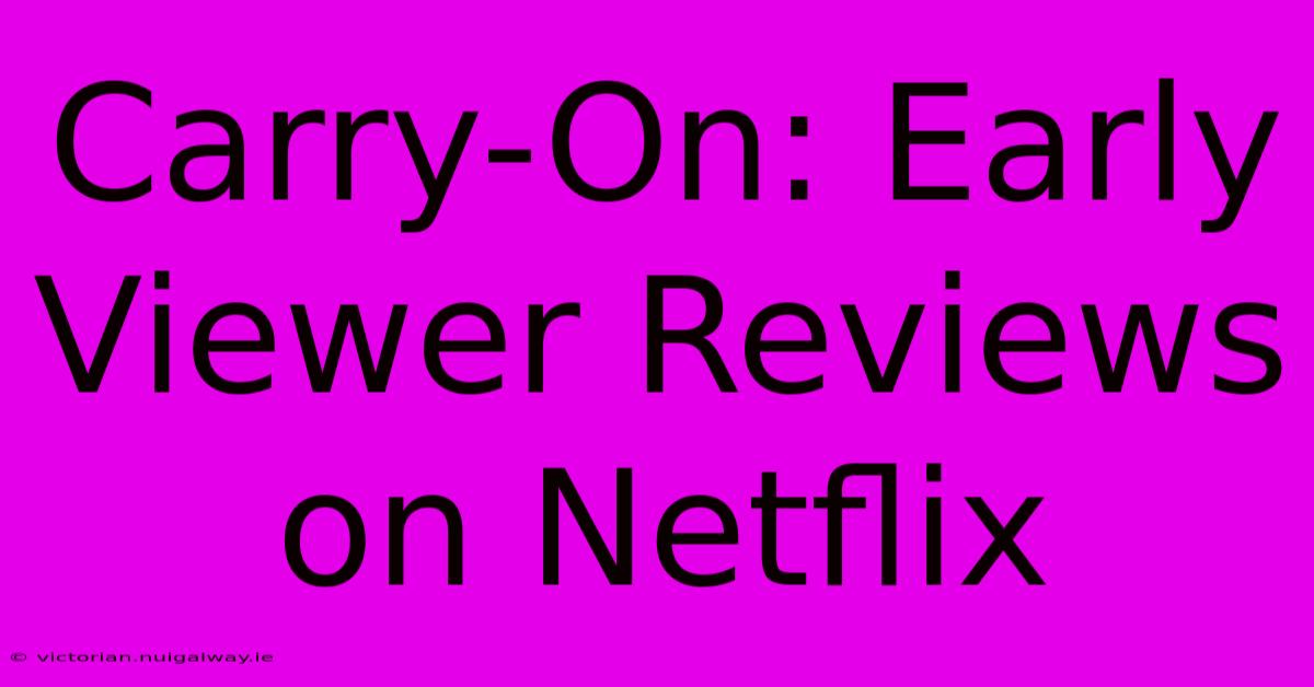 Carry-On: Early Viewer Reviews On Netflix