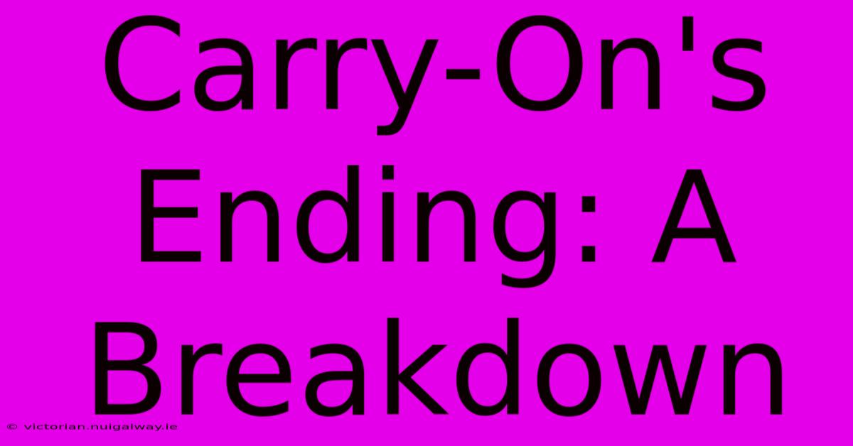 Carry-On's Ending: A Breakdown