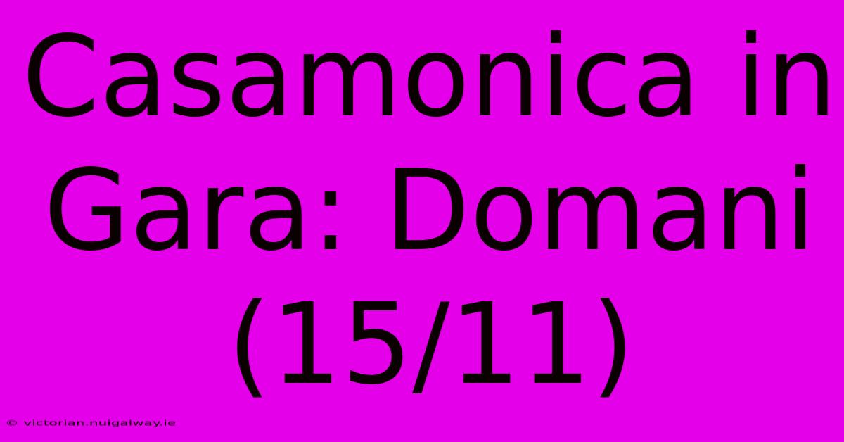 Casamonica In Gara: Domani (15/11)