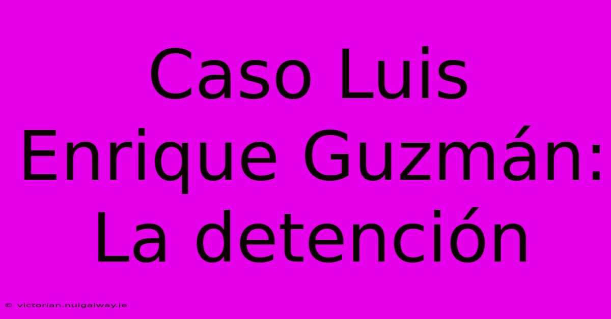 Caso Luis Enrique Guzmán: La Detención